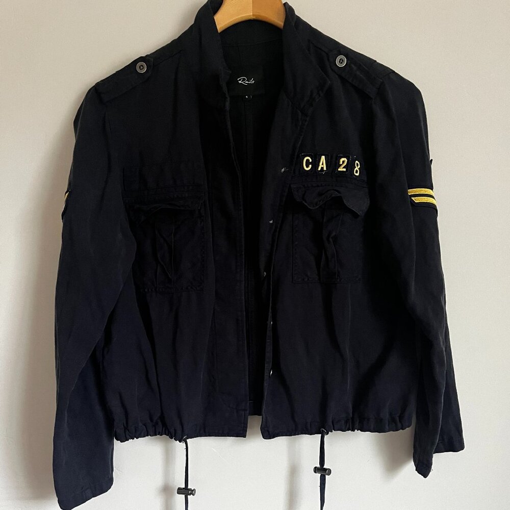 Rails Womens Maverick Military Jacket Long Sleeve Button Up Pocket Indigo Size S